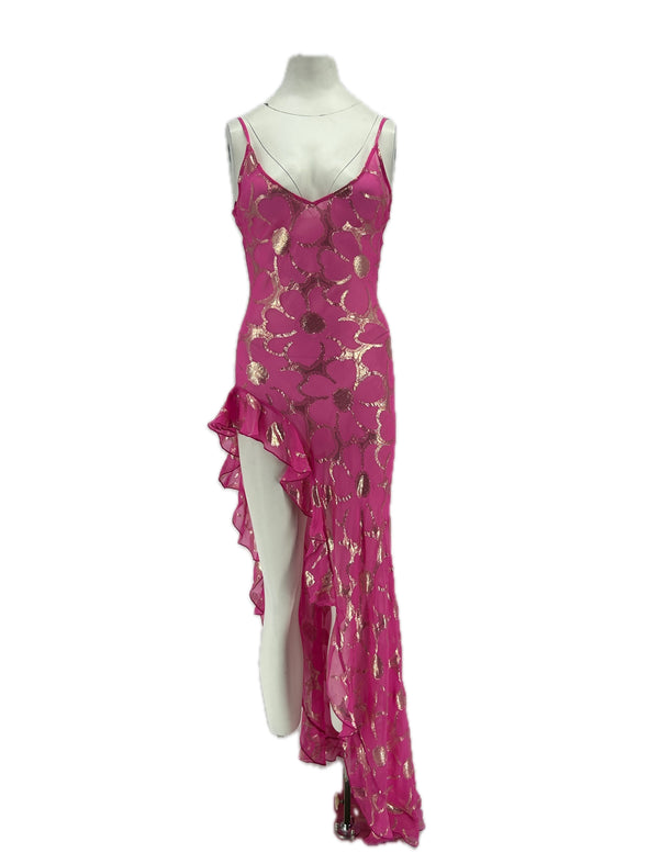 Robe en soie rose