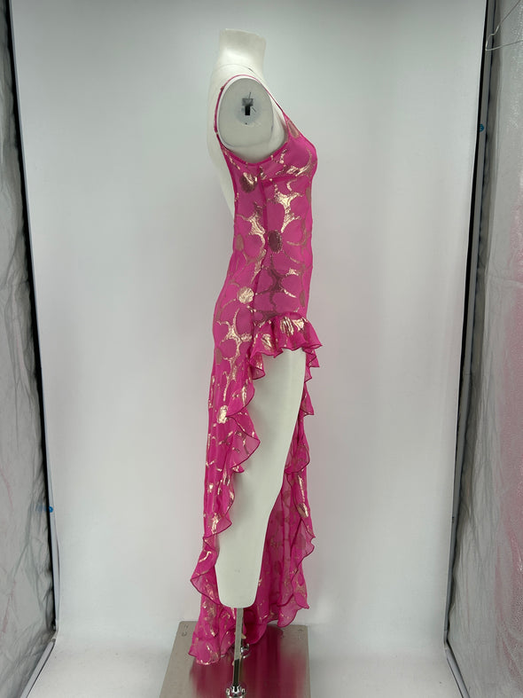 Robe en soie rose