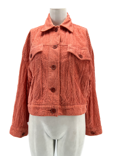 Veste corail en velours côtelé