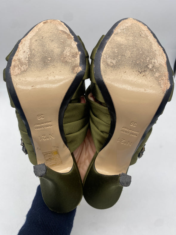 Sandales à strass kaki