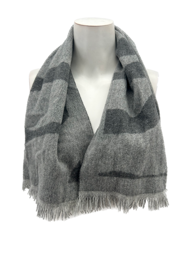 Écharpe en laine rayée grise