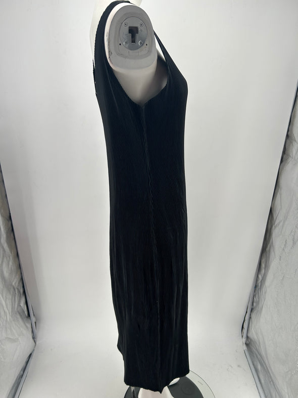 Robe longue noir côtelée