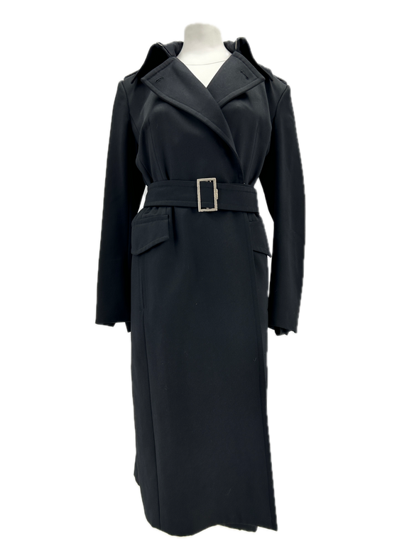 Trench-coat en laine noir