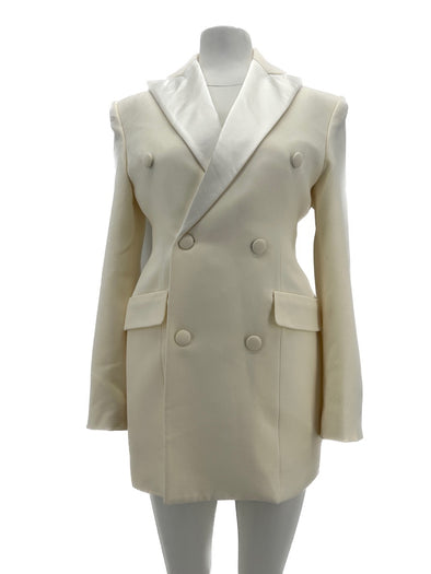 Veste croisée en laine écrue