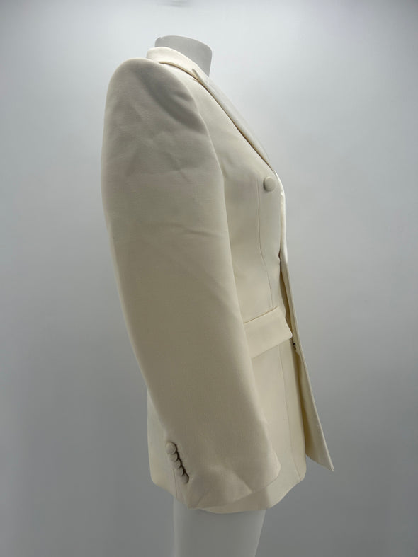 Veste croisée en laine écrue