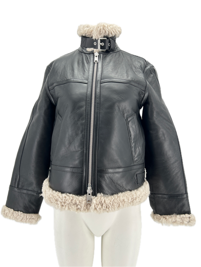 Manteau en cuir et shearling "Lorel"