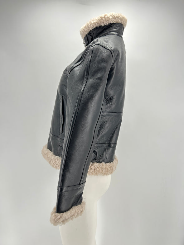 Manteau en cuir et shearling "Lorel"