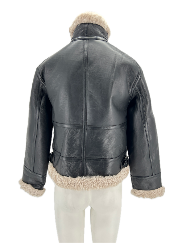 Manteau en cuir et shearling "Lorel"