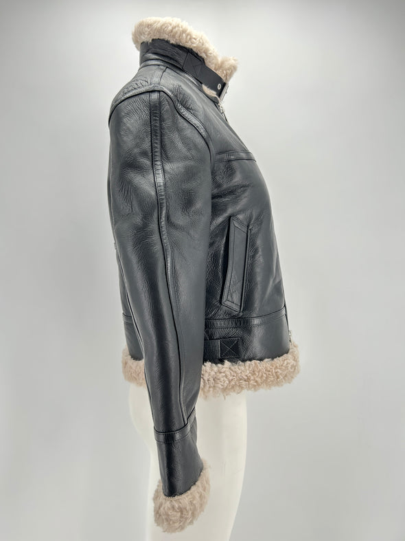 Manteau en cuir et shearling "Lorel"