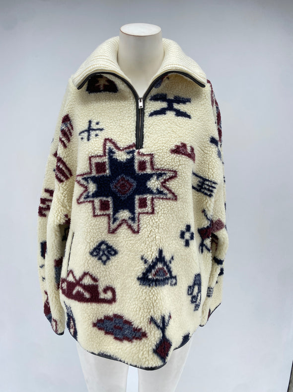 Pull polaire imprimé blanc