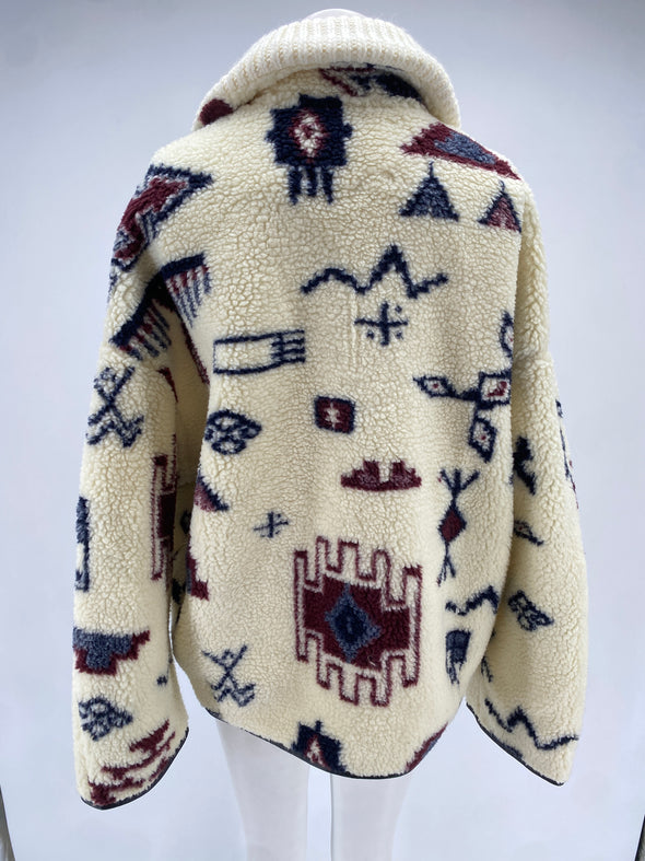 Pull polaire imprimé blanc