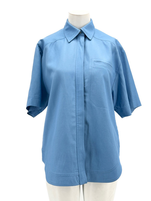 Chemise bleue à manches courtes "Moheli"