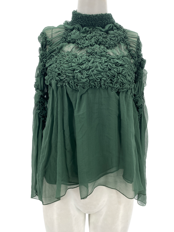 Blouse verte en mousseline de soie