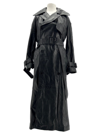 Trench en cuir noir