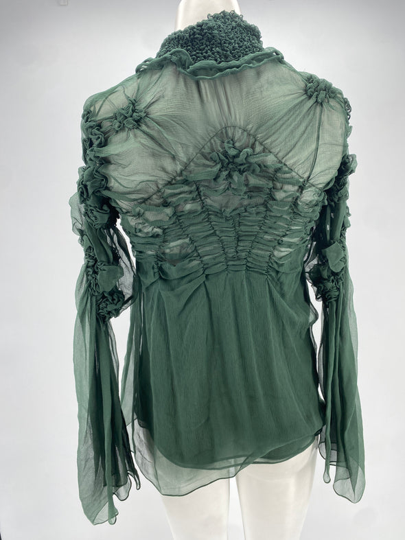 Blouse verte en mousseline de soie