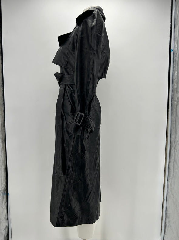 Trench en cuir noir