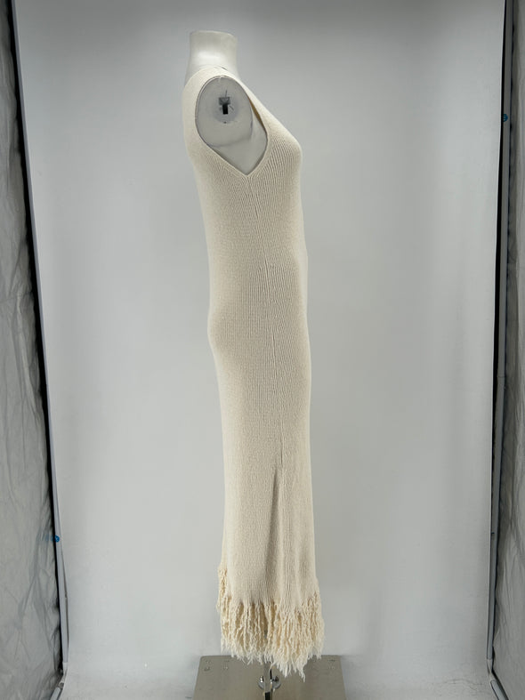 Robe crème à franges