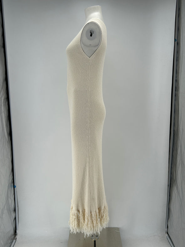 Robe crème à franges