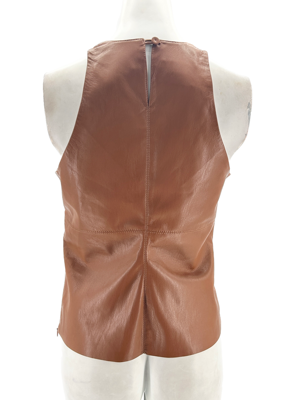 Top en cuir vegan camel