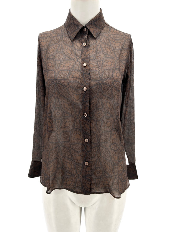Blouse marron imprimée