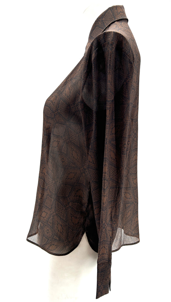 Blouse marron imprimée
