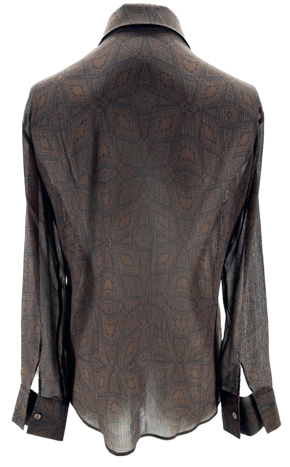 Blouse marron imprimée