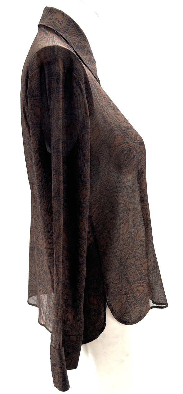 Blouse marron imprimée