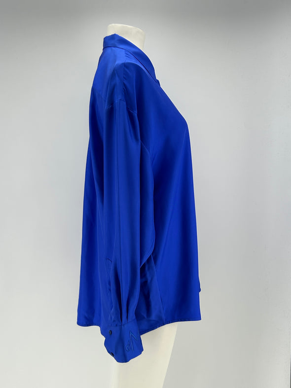 Chemise en soie bleue