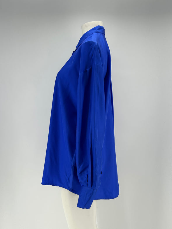 Chemise en soie bleue
