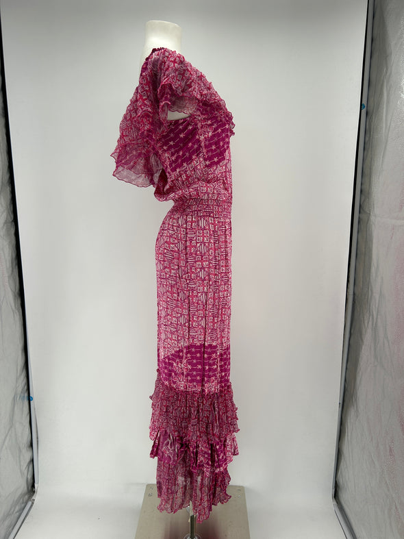 Robe en soie rose