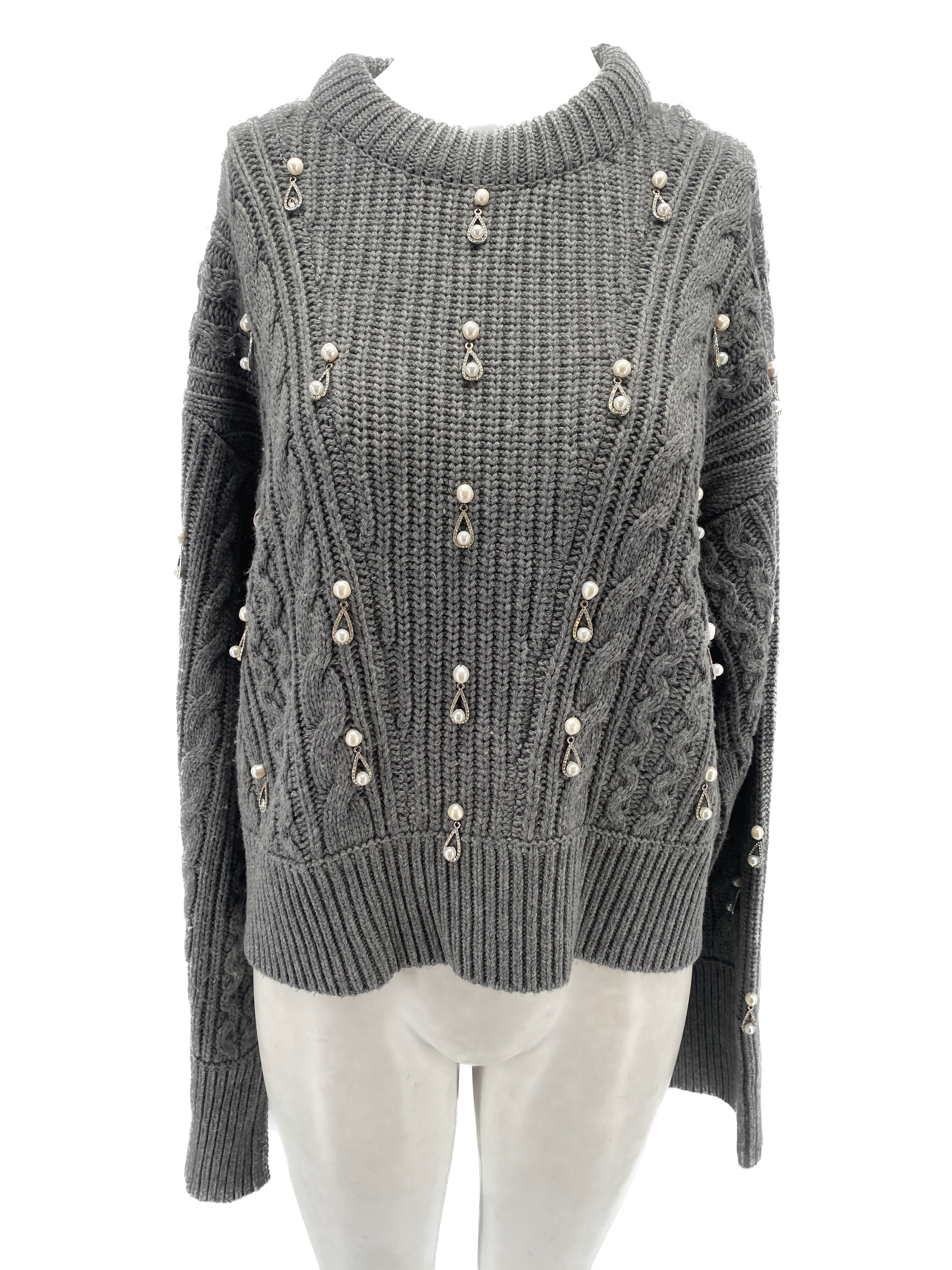 Pull gris avec perles – Personal Seller Paris - Main Image