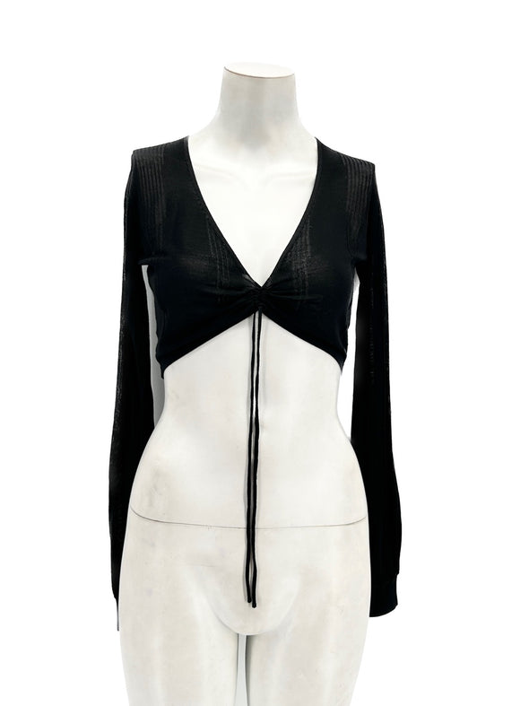 Crop top noir à manches longues