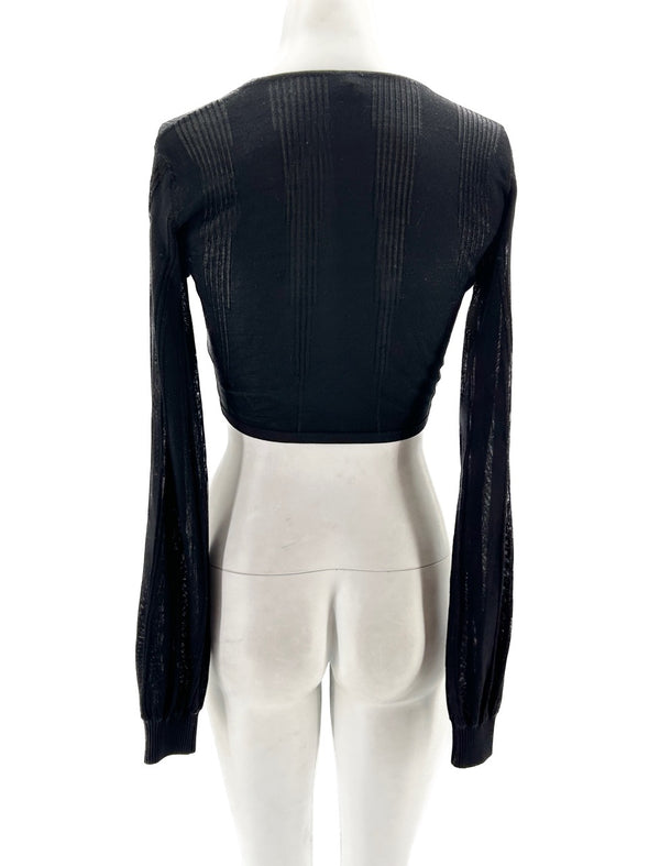 Crop top noir à manches longues