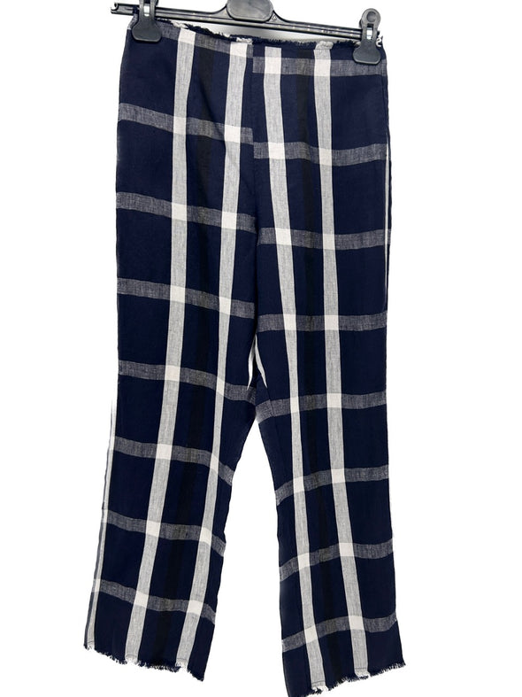 Pantalon bleu marine à carreaux