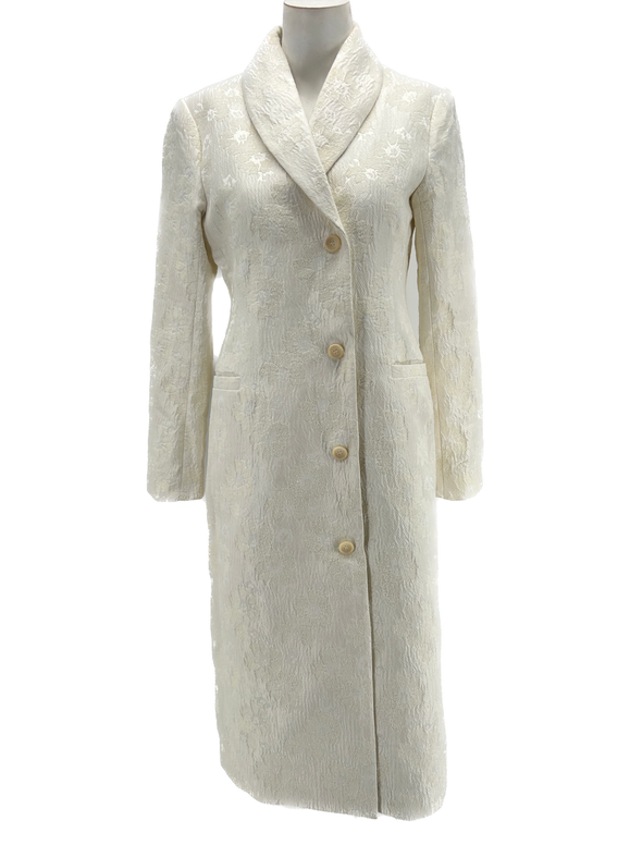 Manteau long blanc imprimé