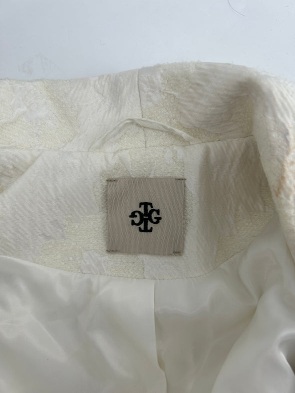 Manteau long blanc imprimé