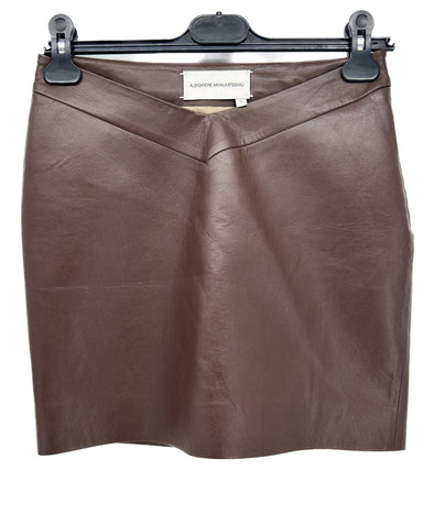 Jupe en cuir vegan marron