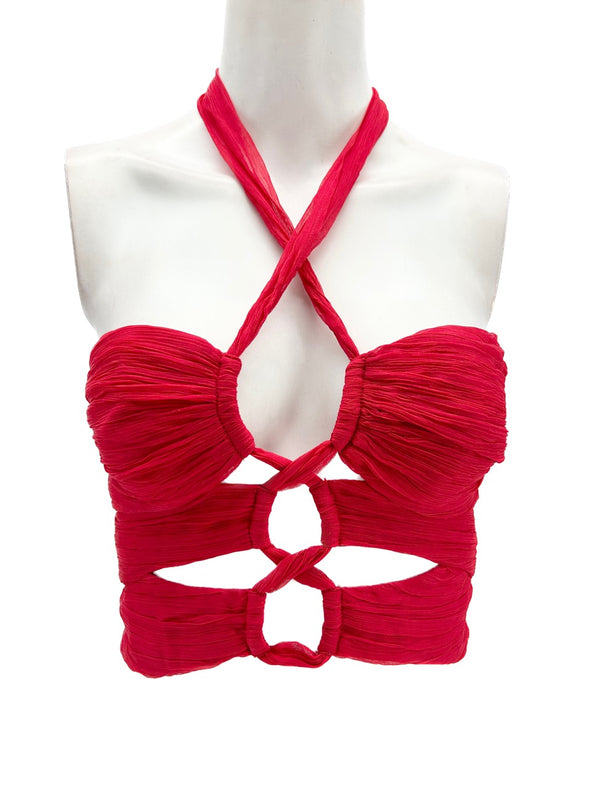 Top rouge à nouer "Margot"