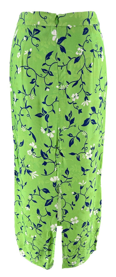 Jupe mi-longue verte à fleurs