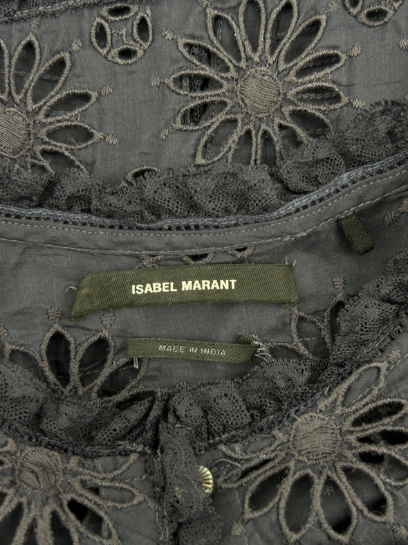 Chemise noire brodée