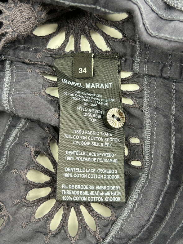 Chemise noire brodée
