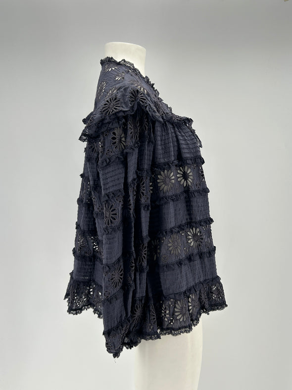 Chemise noire brodée