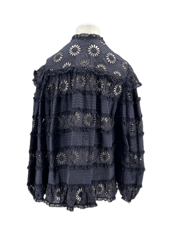 Chemise noire brodée