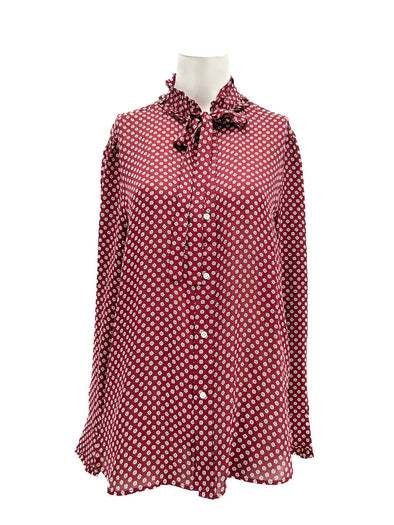 Blouse imprimée bordeaux en soie