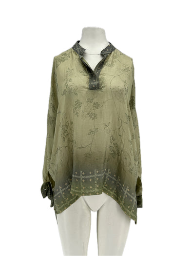 Blouse en soie verte