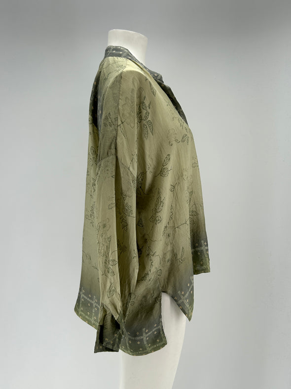 Blouse en soie verte
