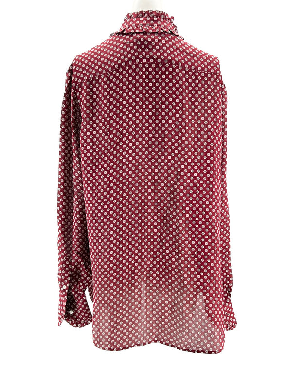 Blouse imprimée bordeaux en soie