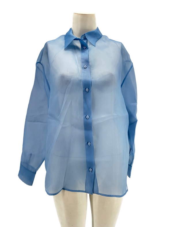 Chemise bleue transparente