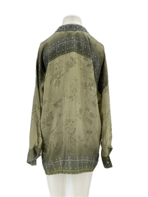 Blouse en soie verte