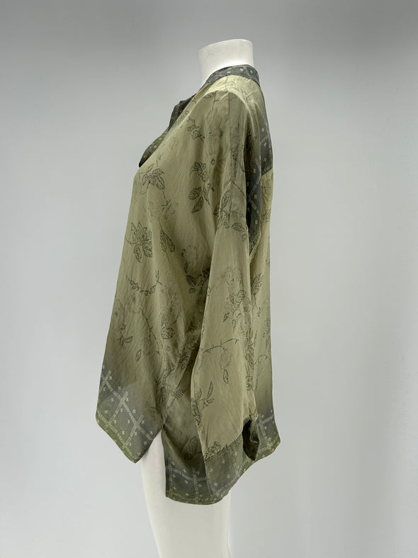 Blouse en soie verte